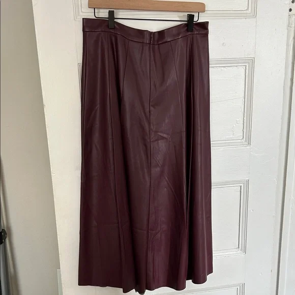 Ann Taylor Faux Leather Pleated Midi Skirt - Picture 3 of 3